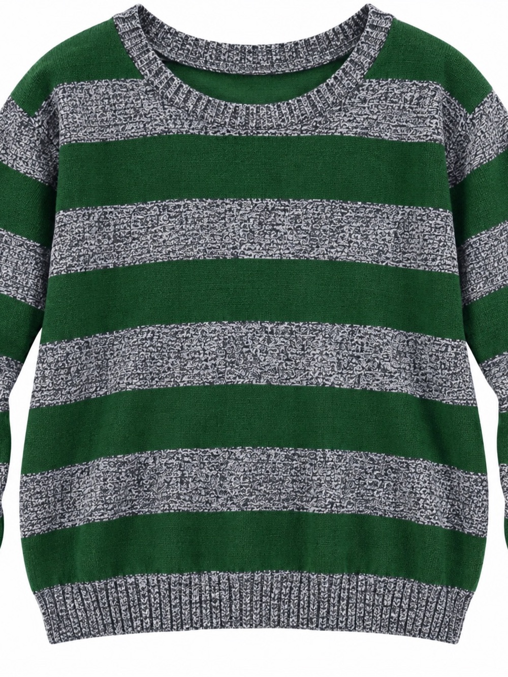 Cat & Jack Green and Gray Striped Crewneck Sweater